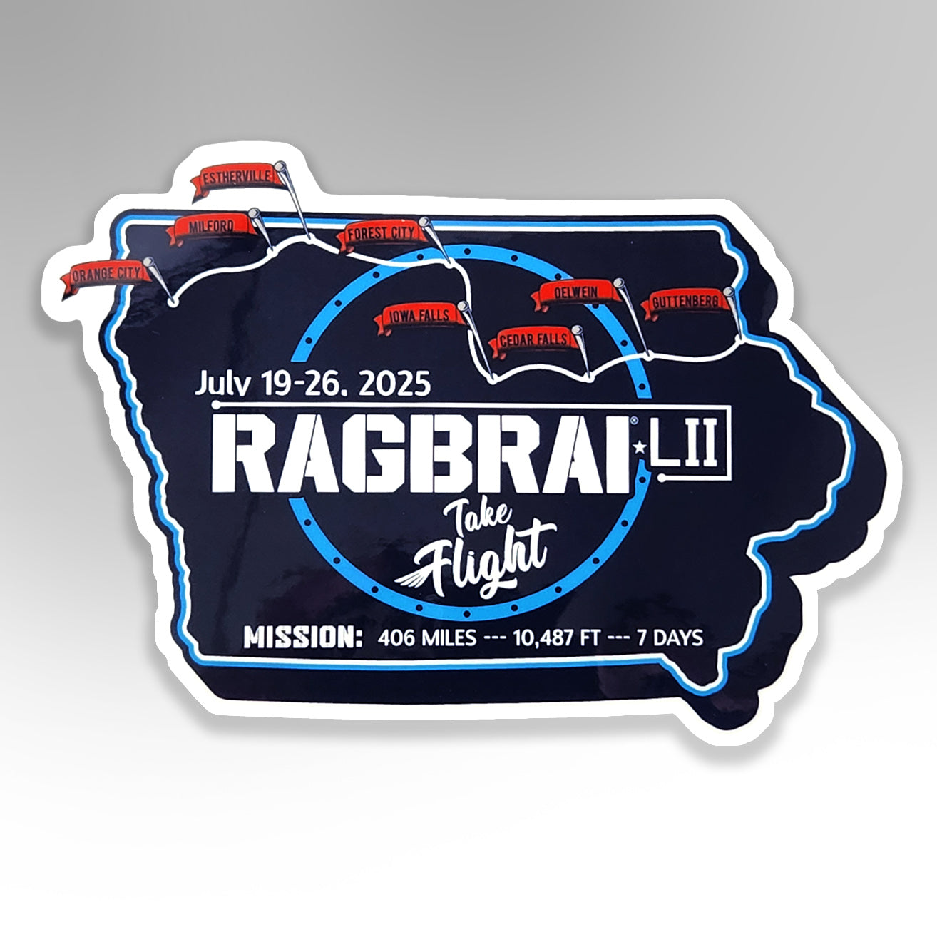 2025 RAGBRAI LII Town Sticker